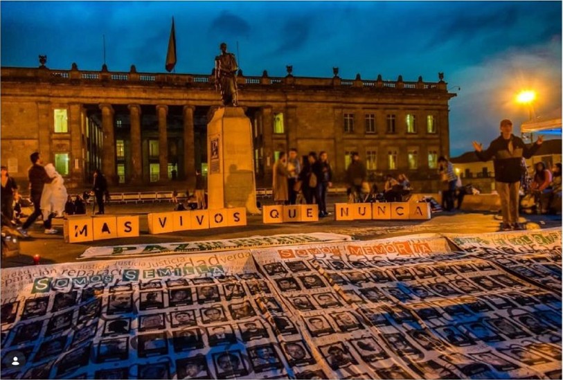 Human rights memorial vigil, Plaza de Bolívar, Bogotá